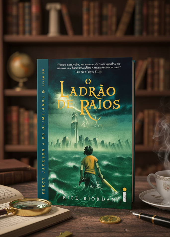 Capa do livro Percy Jackson e os Olimpianos: O Ladrão de Raios